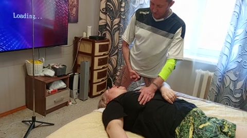 I jerk off my cock and fuck my neighbor in my mouth to cum on her