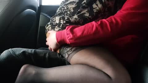 Horny stepmom in stockings rides her stepson in the car