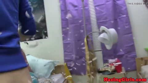 Hazing babes pussylicked in the shower