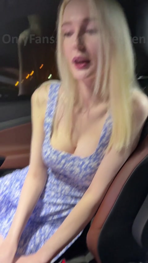 Fucked Busty Sexy Blonde in a Car and Came on Her Face